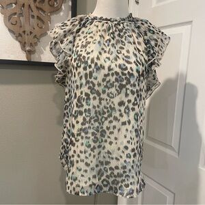 Ann Taylor LOFT Women's Indie Boho Leopard Print Top - Size Small - Metallic